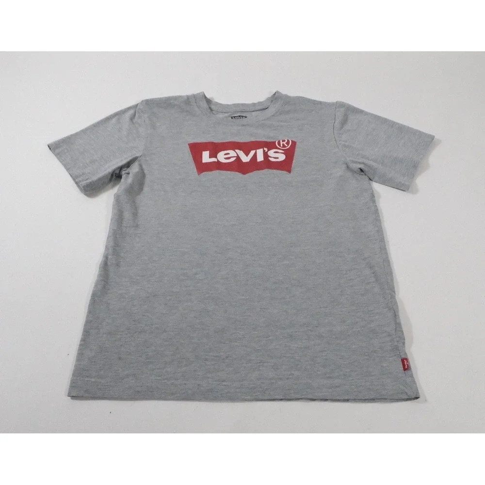 Levi's T-Shirt‎ Boys XL Gray Batwing Logo Graphic Tee Short Sleeve Cotton Blend